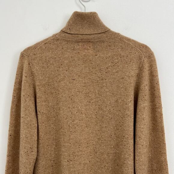 Brodie Cashmere Neutral Speckled Roll Neck Turtleneck Sweater Luxury Soft Large - Picture 4 of 13